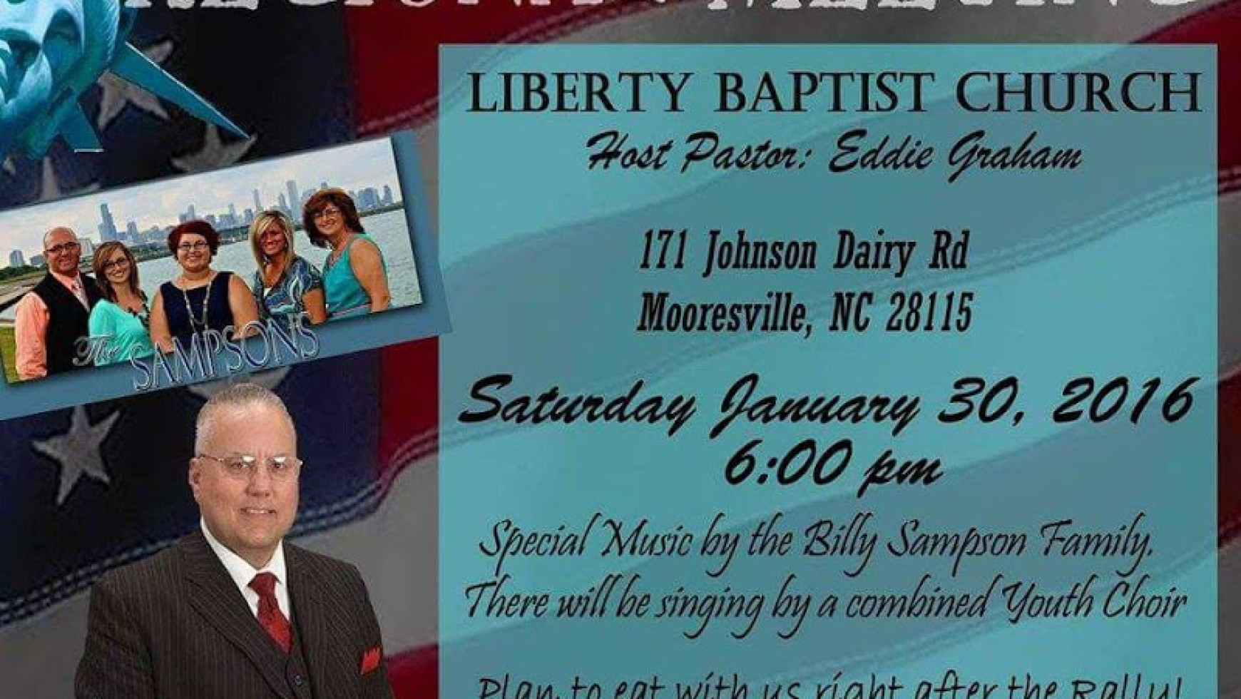 Area Meeting: Liberty Baptist Church – Mooresville, NC
