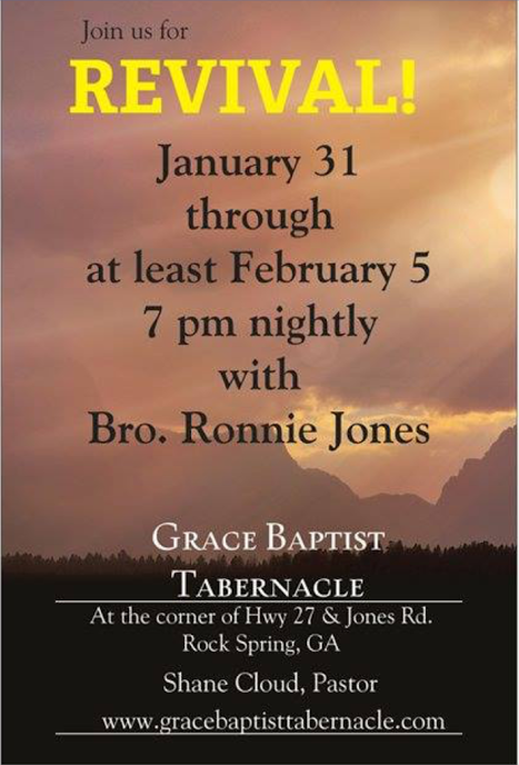 Area Meeting: Grace Baptist Tabernacle – Rock Spring, GA