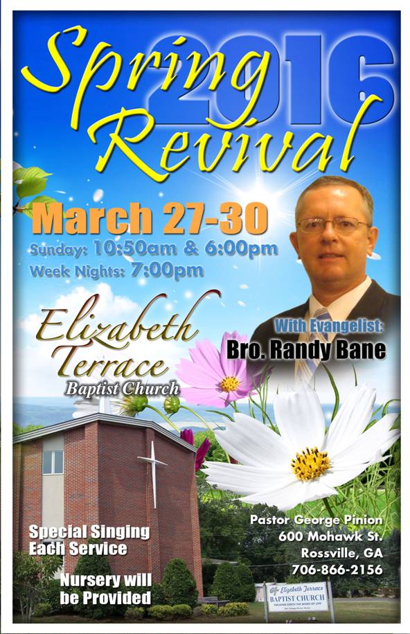 Area Meeting: 2016 Spring Revival – Elizabeth Terrace Baptist Church – Rossville, GA