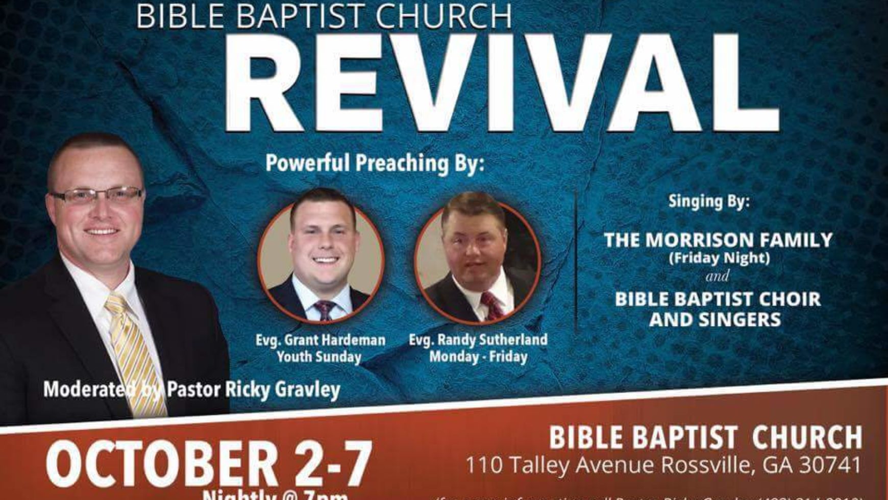 Area Meeting: Revival – Bible Baptist Church – Rossville, Ga